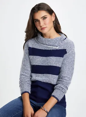 Striped Fuzzy Knit Sweater