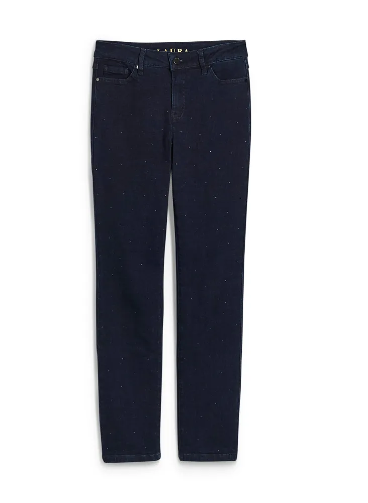 Rhinestone Appliqué Jeans