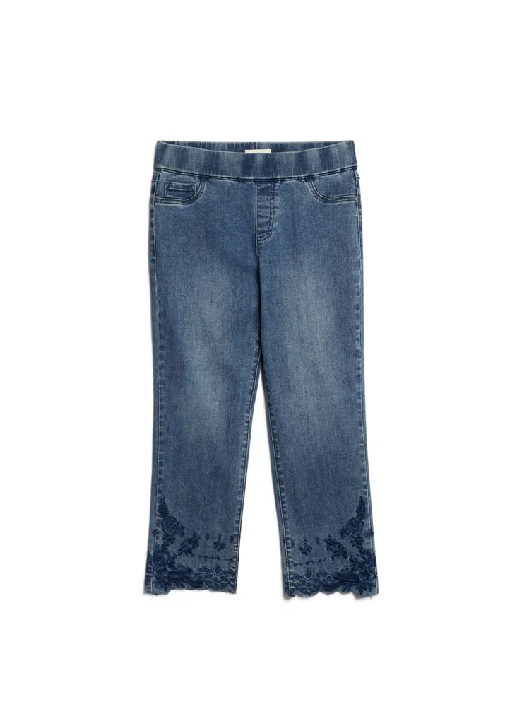 Pull-On Embroidered Jeans