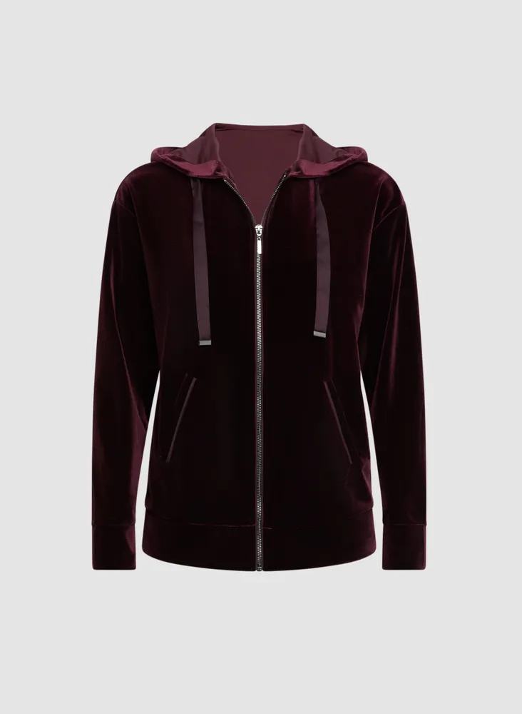 Zip Front Velour Hoodie