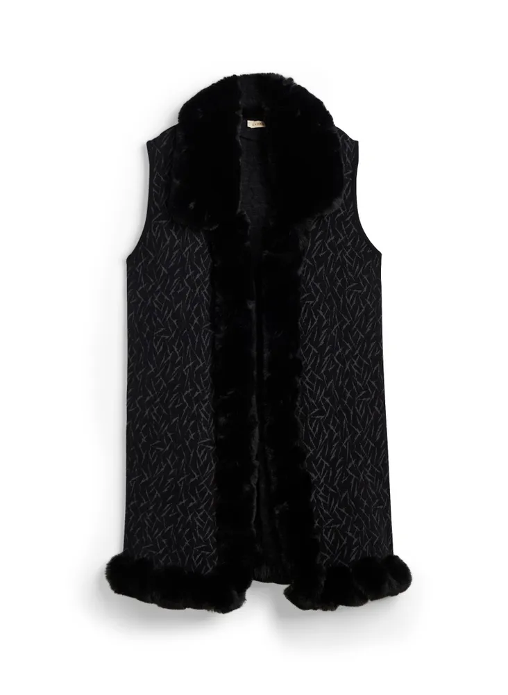 ROSA thick black wool black faux fur winter sleeveless vest – MaisonCléo