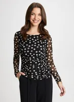 Dot Motif Long Sleeve Top