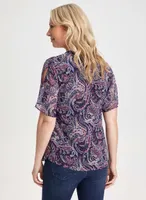 Paisley Print V-Neck Blouse