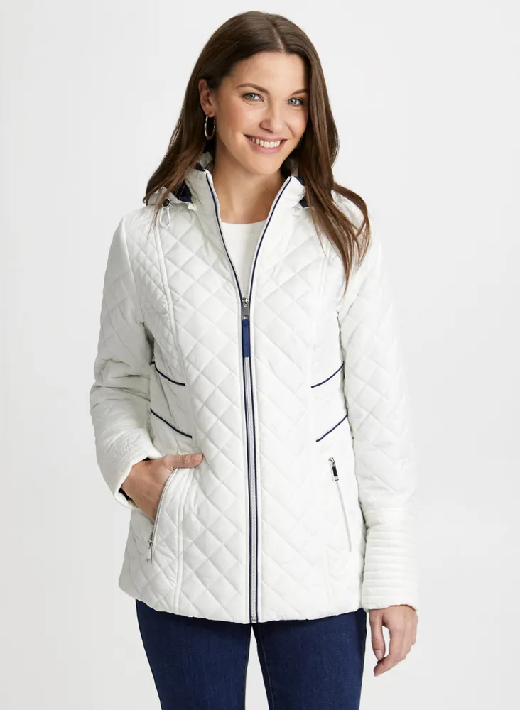 Quilted Contrast Detail Coat