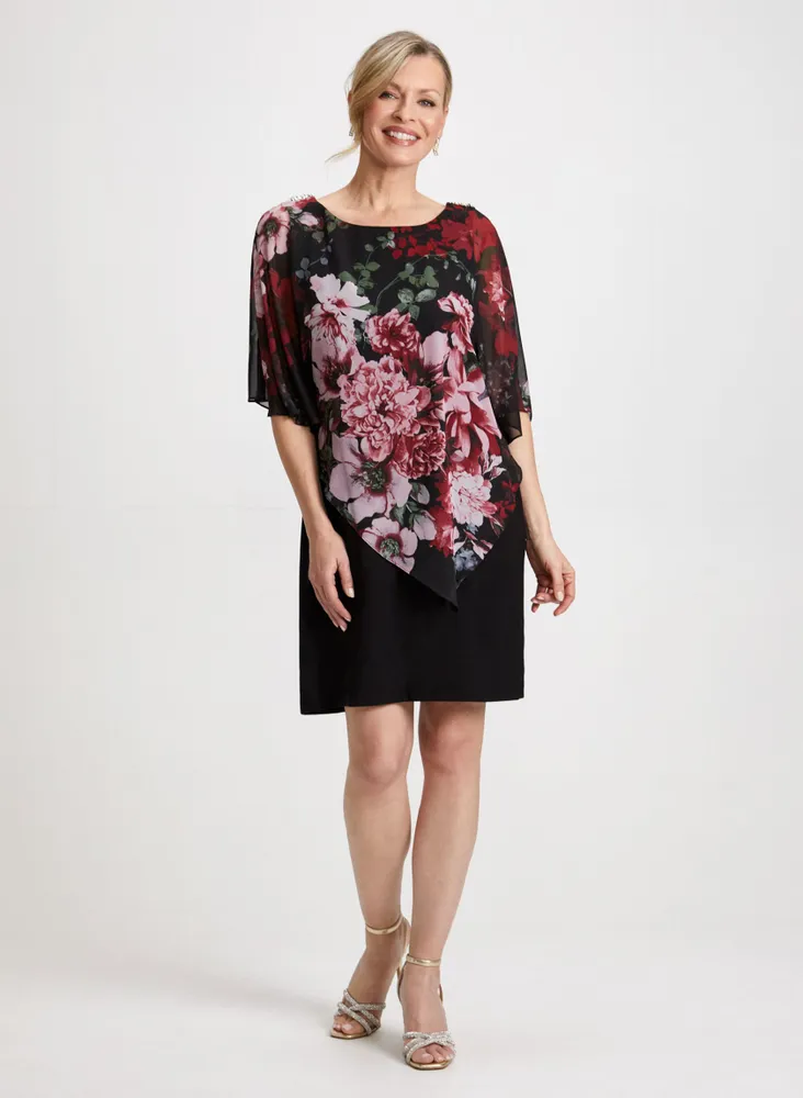 Floral Print Poncho Dress