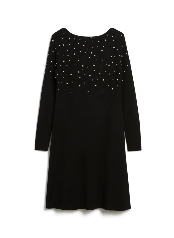 Pearl Embellished Sweater Dress