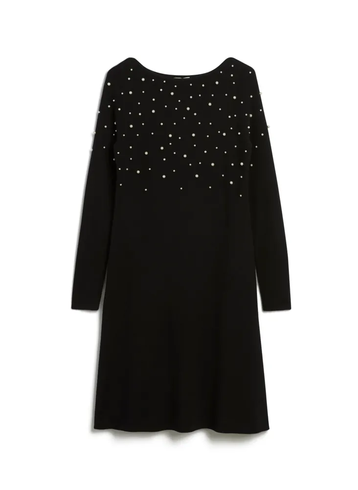 Laura Pearl Embellished Sweater Dress