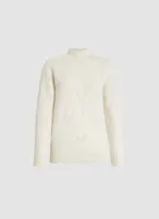 Mock Neck Pointelle Detail Sweater