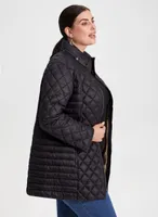 Diamond Quilted Hooded Coat