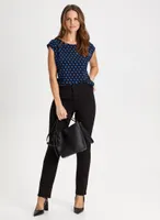 Dot Print Cap Sleeve Top