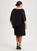 Cold Shoulder Chiffon Poncho Dress