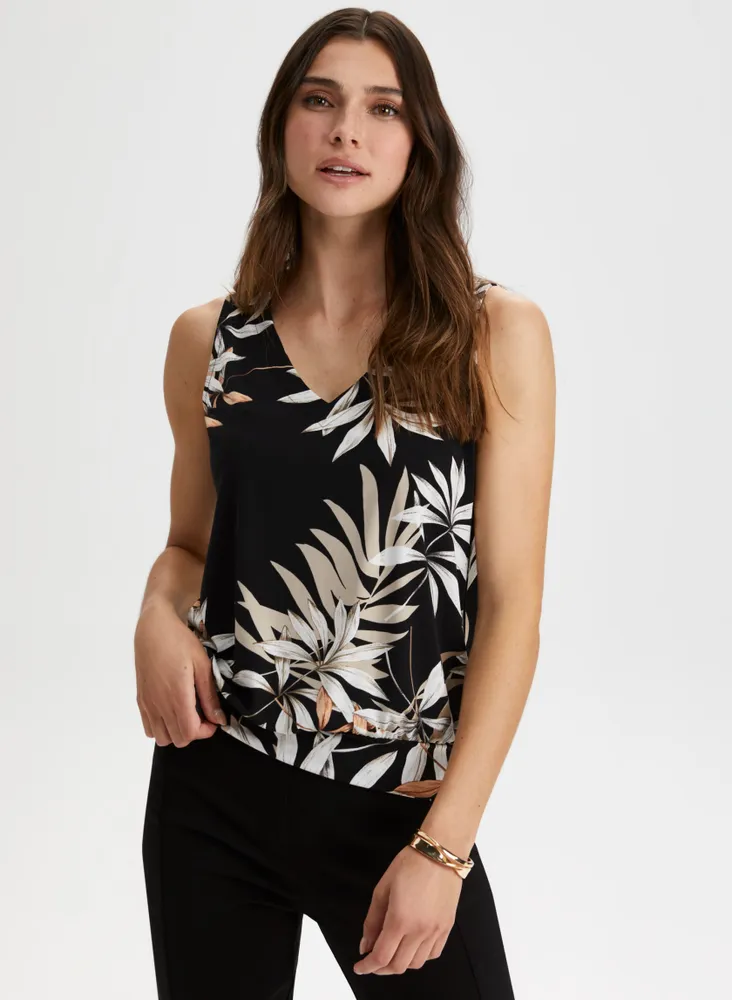 Fern Leaf Print Sleeveless Top