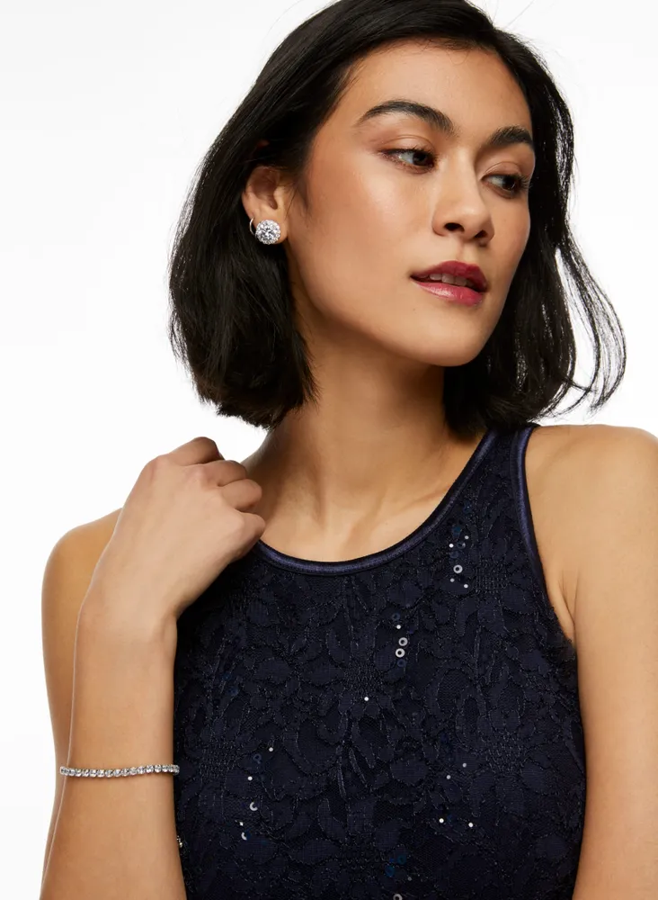 High-Low Lace & Sequin Dress