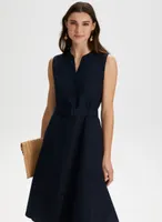 Linen-Blend Sleeveless Shirt Dress