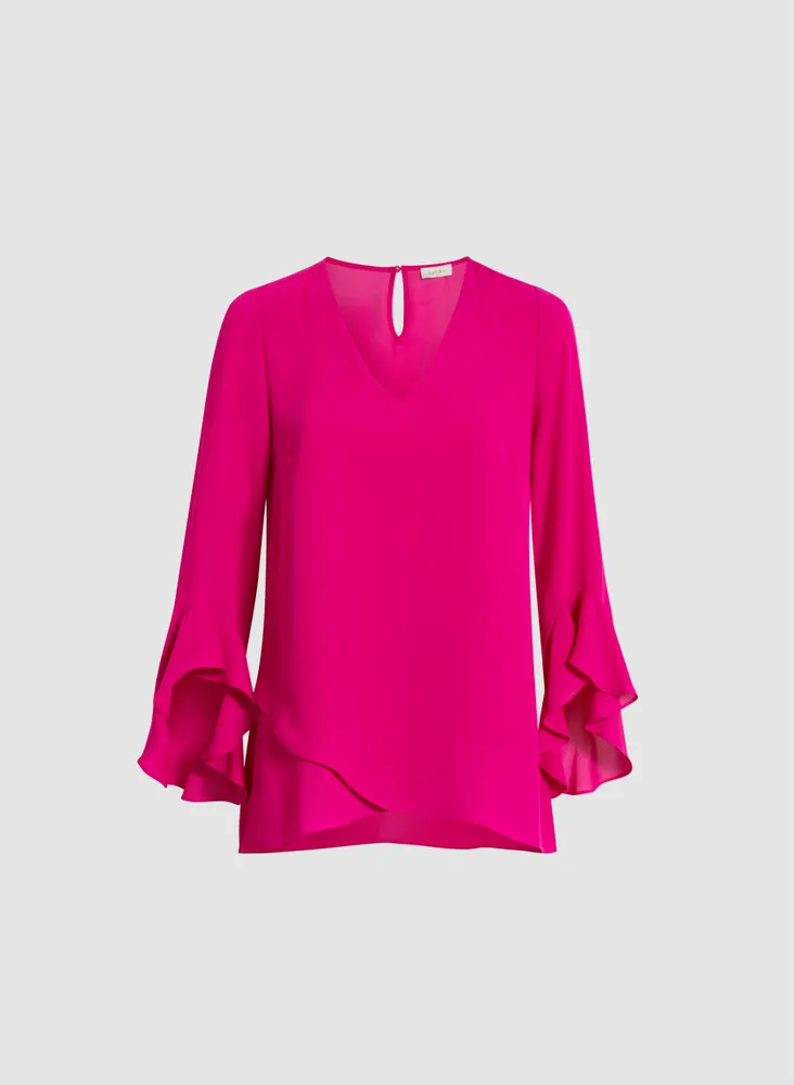 Flutter Sleeve V-Neck Blouse