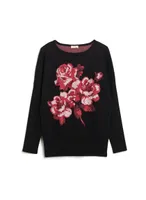 Dolman Sleeve Floral Print Sweater