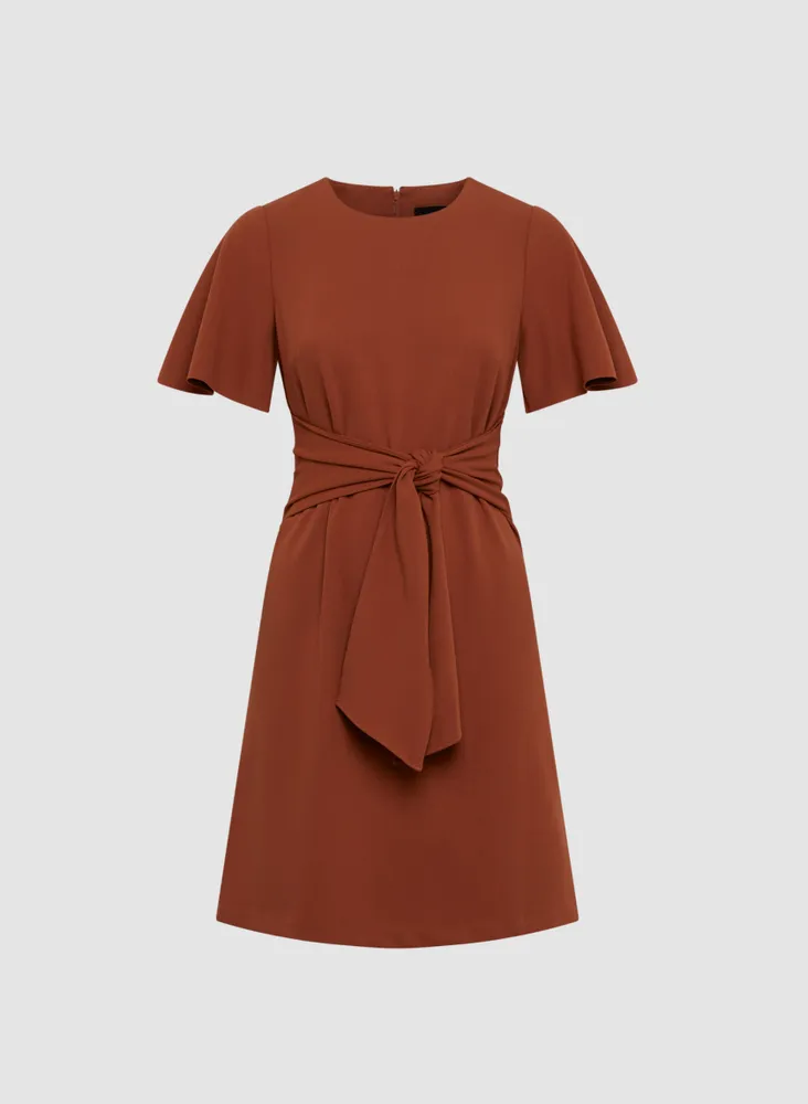 Flutter Sleeve Tie Waist Dress