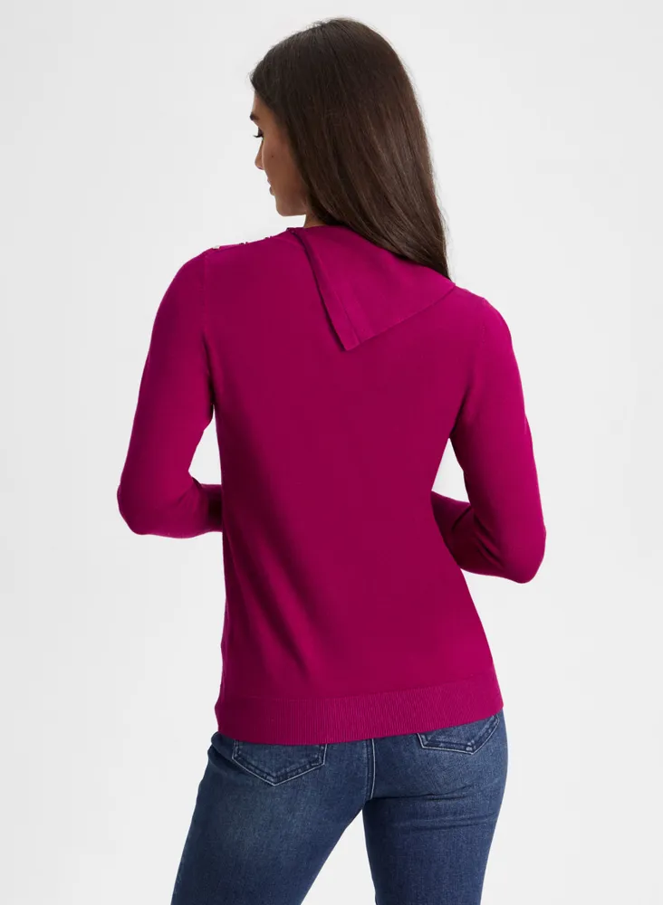 Split Neck Button Detail Sweater