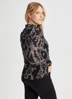 Long Sleeve Floral Motif Blouse