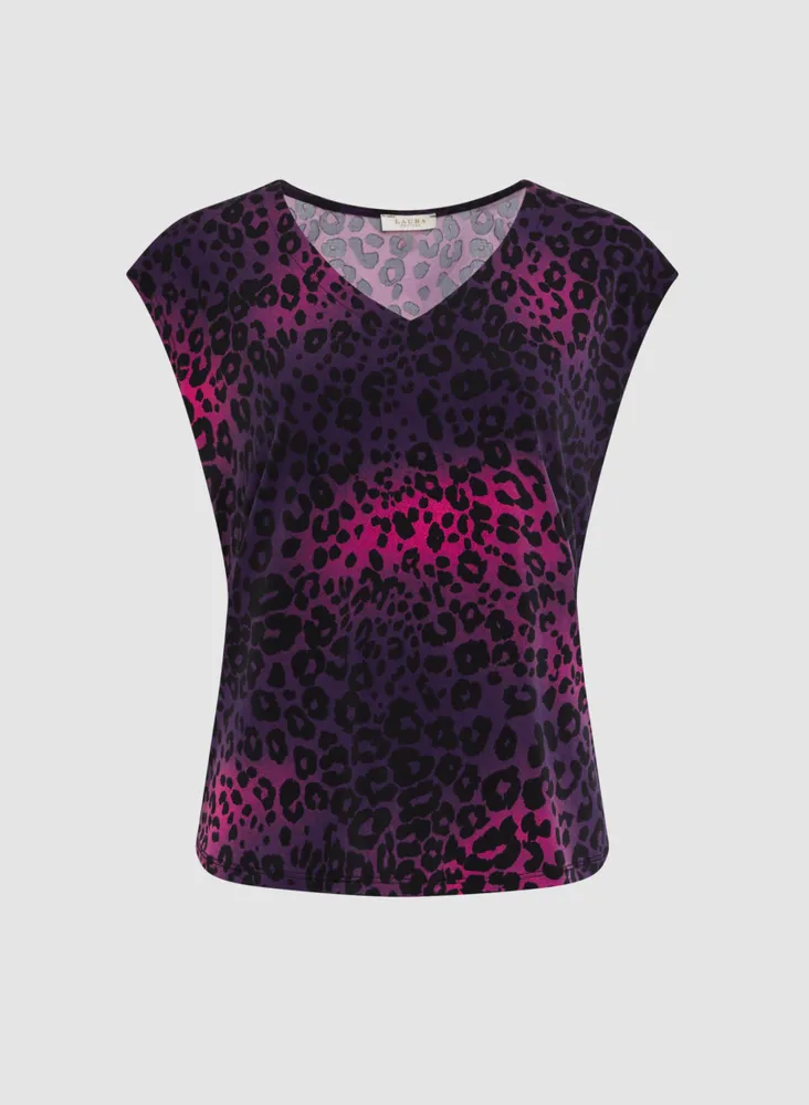 V-Neck Leopard Print Top