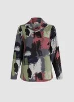 Camouflage Print Cowl Neck Top