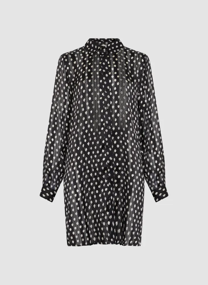 Button Down Dot Motif Tunic