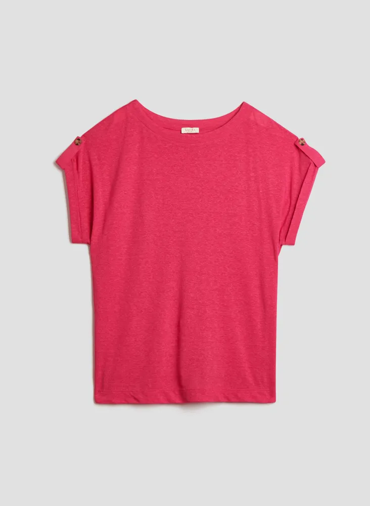 Boatneck Linen-Blend Tee