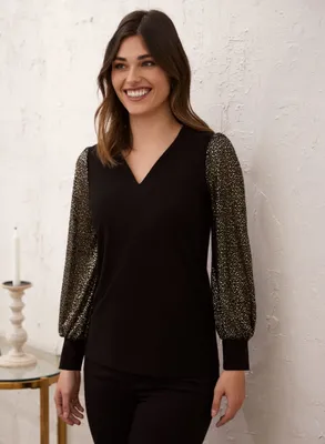 Blouse With Shimmer Sleeves