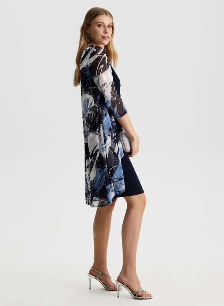 Abstract Print Jacket & Dress Set