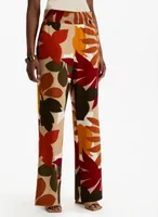 Tropical Print Wide Leg Pants