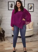 Asymmetric Chiffon Poncho Blouse