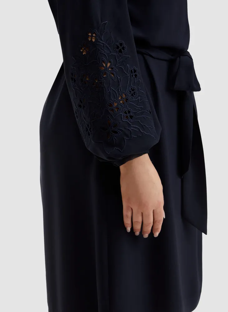 Puff Sleeve Embroidery Detail Dress