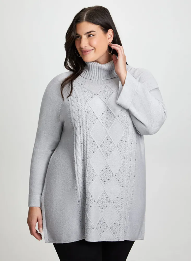 Pearl Embellished Tunic Sweater