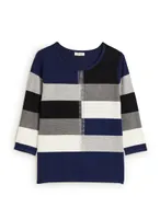 Rhinestone Trim Colour Block Sweater