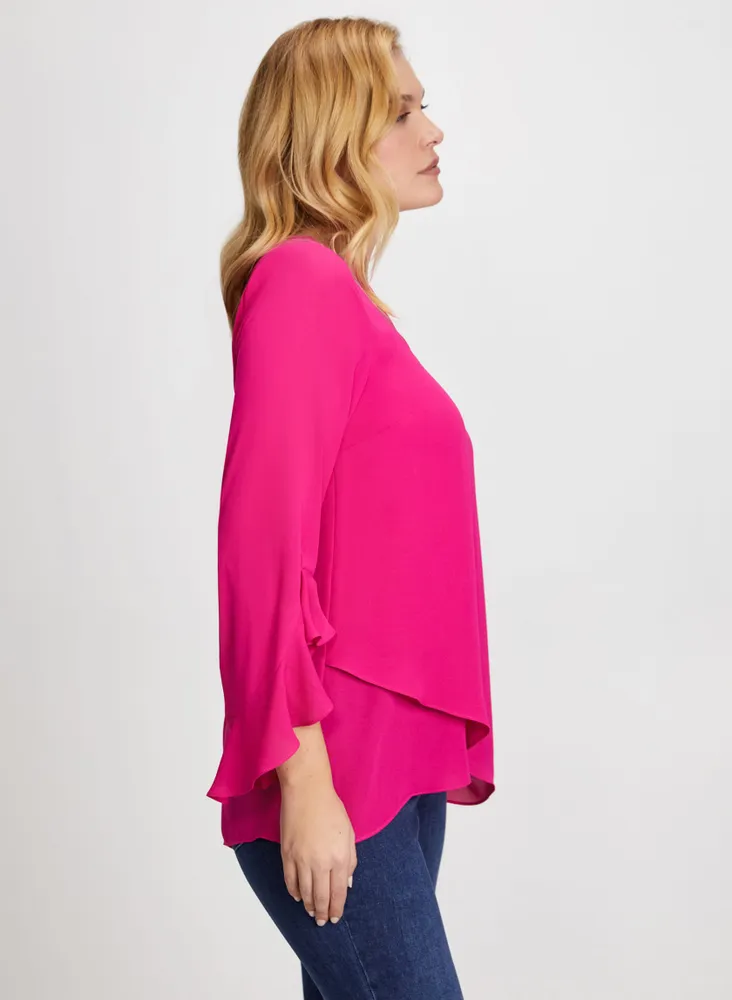 Flutter Sleeve V-Neck Blouse