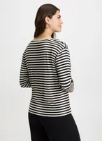 3/4 Sleeve Stripe Print Top