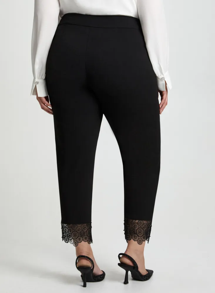 Lace Trim Straight Leg Pants