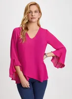 Flutter Sleeve V-Neck Blouse