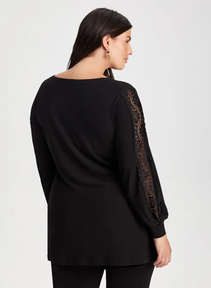 Lace Detail Puff Sleeve Tunic