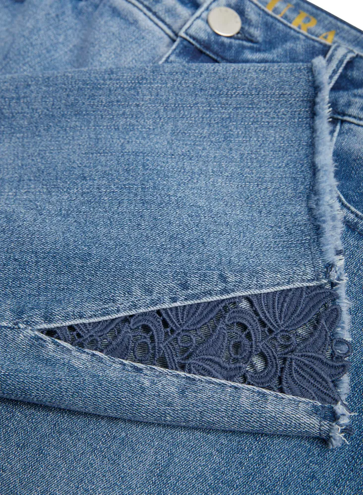 Lace Detail Straight Leg Jeans