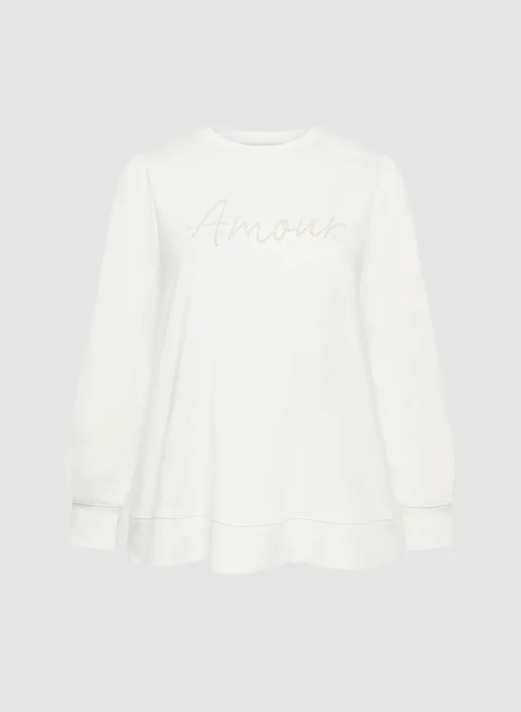 Pearl Detail Long Sleeve Pullover
