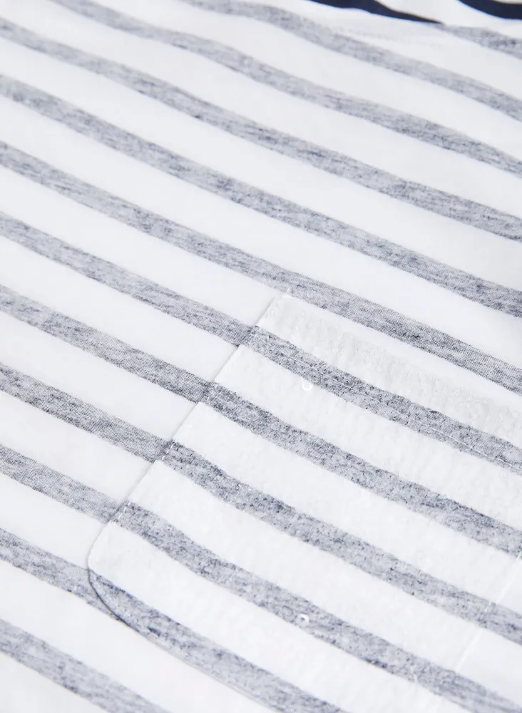 Striped Sequin Detail T-Shirt