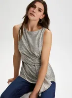 Metallic Foil Print Sleeveless Top