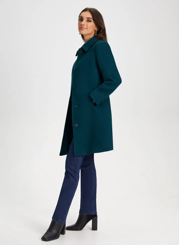 Club Collar Wool Blend Coat