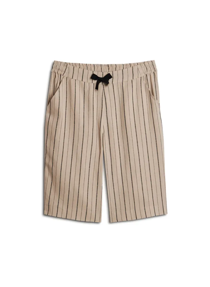 Striped Linen Pull-On Shorts
