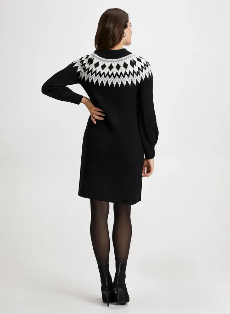 Diamond Pattern Sweater Dress