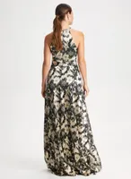 Metallic Floral Motif Dress