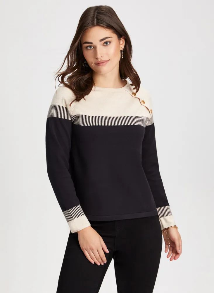 Colour Block Button Detail Sweater