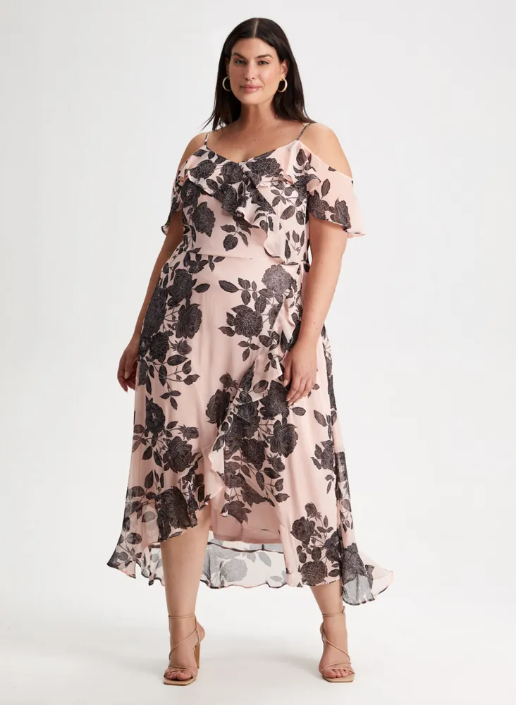 Floral Motif V-Neck Dress