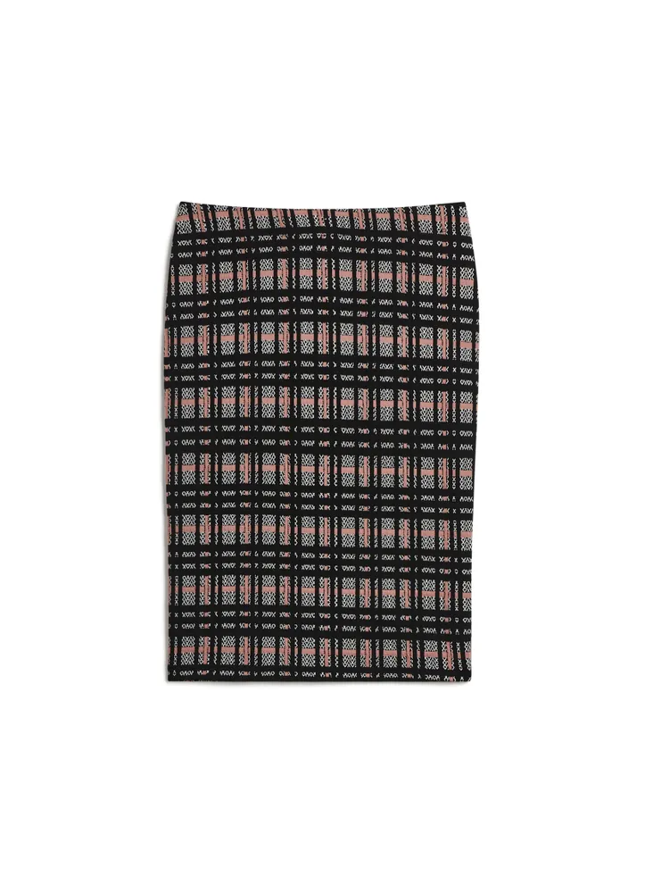 Plaid Knit Pencil Skirt